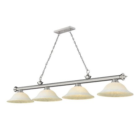 Z-LITE Cordon 4 Light Billiard, Brushed Nickel & White Mottle 2306-4BN-WM16